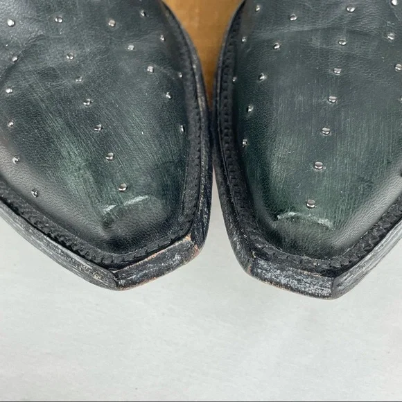 Old Gringo Black Leather Silver Studded Low Cut Ankle Cowboy Cowgirl Booties 8 - Picture 9 of 16